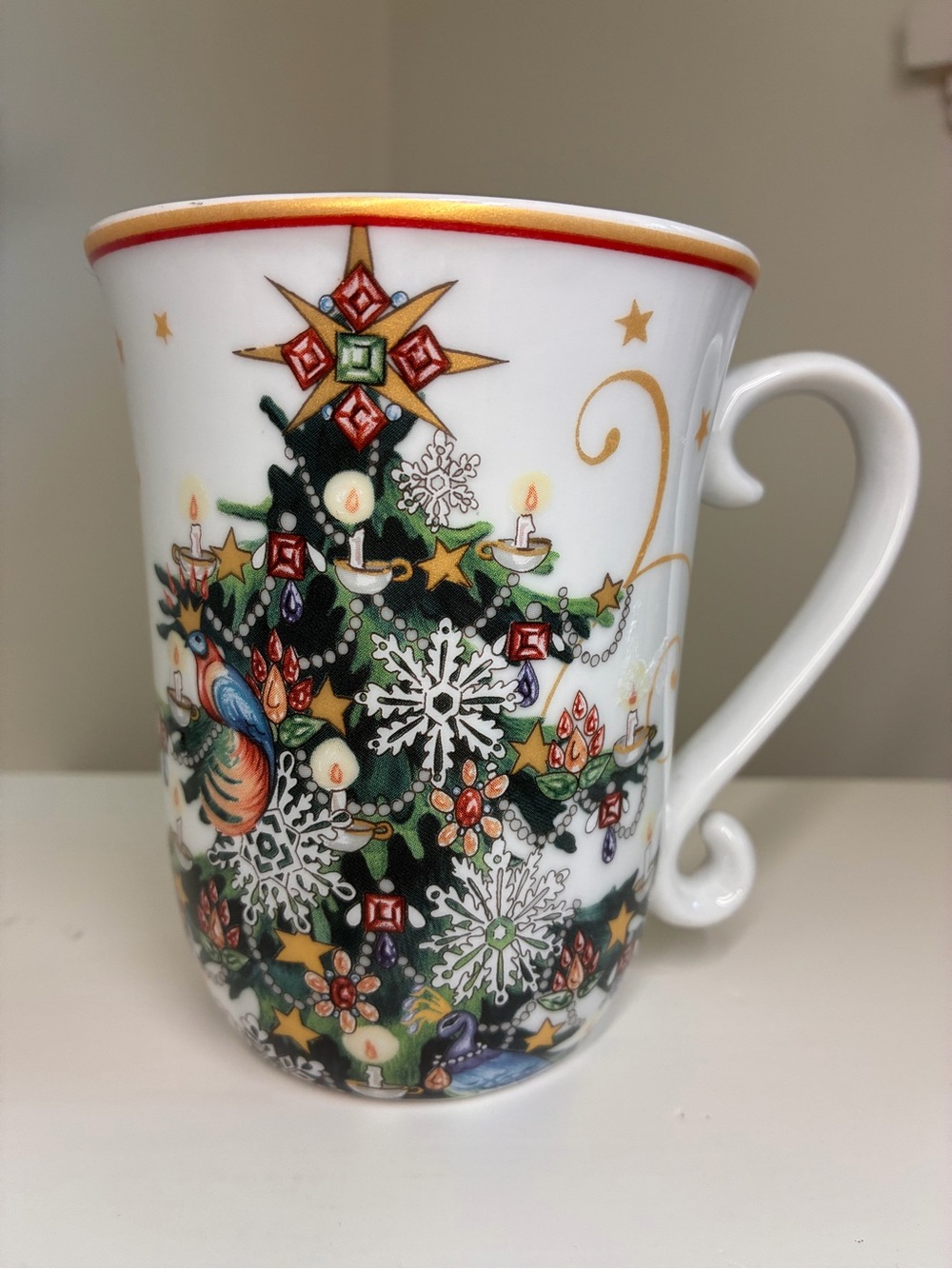 Williams Sonoma White Holiday Christmas Tree Porcelain Mug